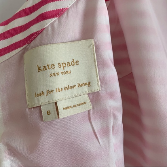 Kate Spade Jillian Bow Seersucker Striped Sleeveless Cotton dress pink white - Picture 11 of 13